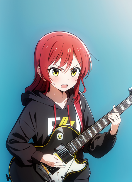 3978523027-1542915732-bocchi style,1girl, black hoodie, electric guitar, gibson les paul, glaring, green background, guitar, holding, holding instrume.png